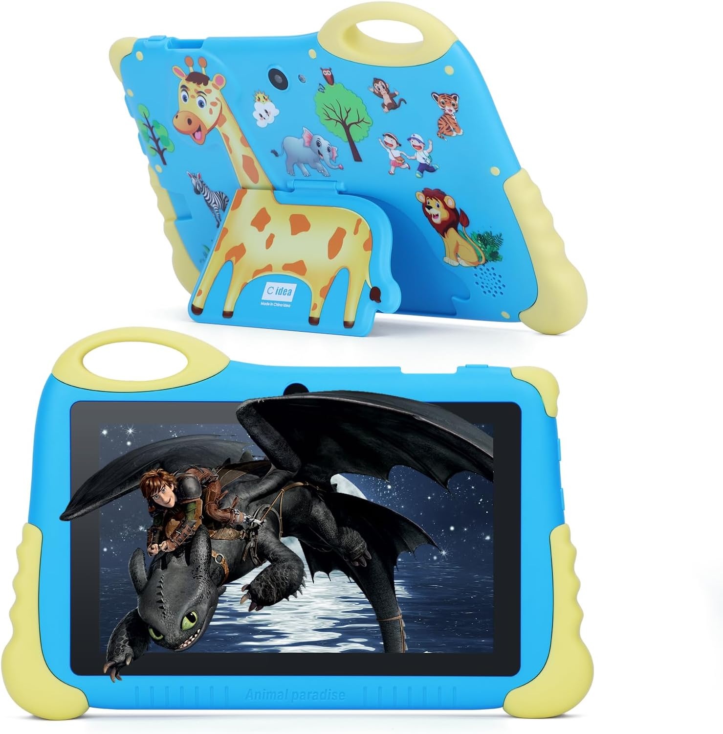 C idea Kids Tablet Android 7 inch voor kinderen, 4 (2 + 2) GB RAM + 32 GB ROM + 512 GB uitbreidbaar, IPS-scherm 1024 x 600, iWawa vooraf geïnstalleerd, Bluetooth, WLAN (blauw)