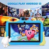 C idea Kids Tablet Android 7 inch voor kinderen, 4 (2 + 2) GB RAM + 32 GB ROM + 512 GB uitbreidbaar, IPS-scherm 1024 x 600, iWawa vooraf geïnstalleerd, Bluetooth, WLAN (blauw)