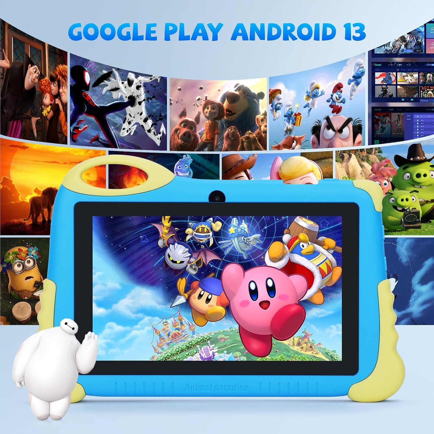C idea Kids Tablet Android 7 inch voor kinderen, 4 (2 + 2) GB RAM + 32 GB ROM + 512 GB uitbreidbaar, IPS-scherm 1024 x 600, iWawa vooraf geïnstalleerd, Bluetooth, WLAN (blauw)