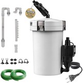 EXLECO HW-603B Buitenfilter voor aquaria 400 l/u, 6 W filter voor aquaria tot 120 liter, instelbaar aquariumfilter, krachtige jerrycan met 4 niveaus, kamerfilter met filtermateriaal slang