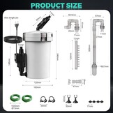 EXLECO HW-603B Buitenfilter voor aquaria 400 l/u, 6 W filter voor aquaria tot 120 liter, instelbaar aquariumfilter, krachtige jerrycan met 4 niveaus, kamerfilter met filtermateriaal slang