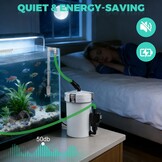 EXLECO HW-603B Buitenfilter voor aquaria 400 l/u, 6 W filter voor aquaria tot 120 liter, instelbaar aquariumfilter, krachtige jerrycan met 4 niveaus, kamerfilter met filtermateriaal slang