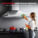 SNDOAS A+++ Afzuigkap, 90 cm, convectie, 400 m³/u, met actieve koolfilter, afvoerlucht/circulatielucht afzuigkap, stil, touch-bediening, wandkappen voor de keuken met 3 standen