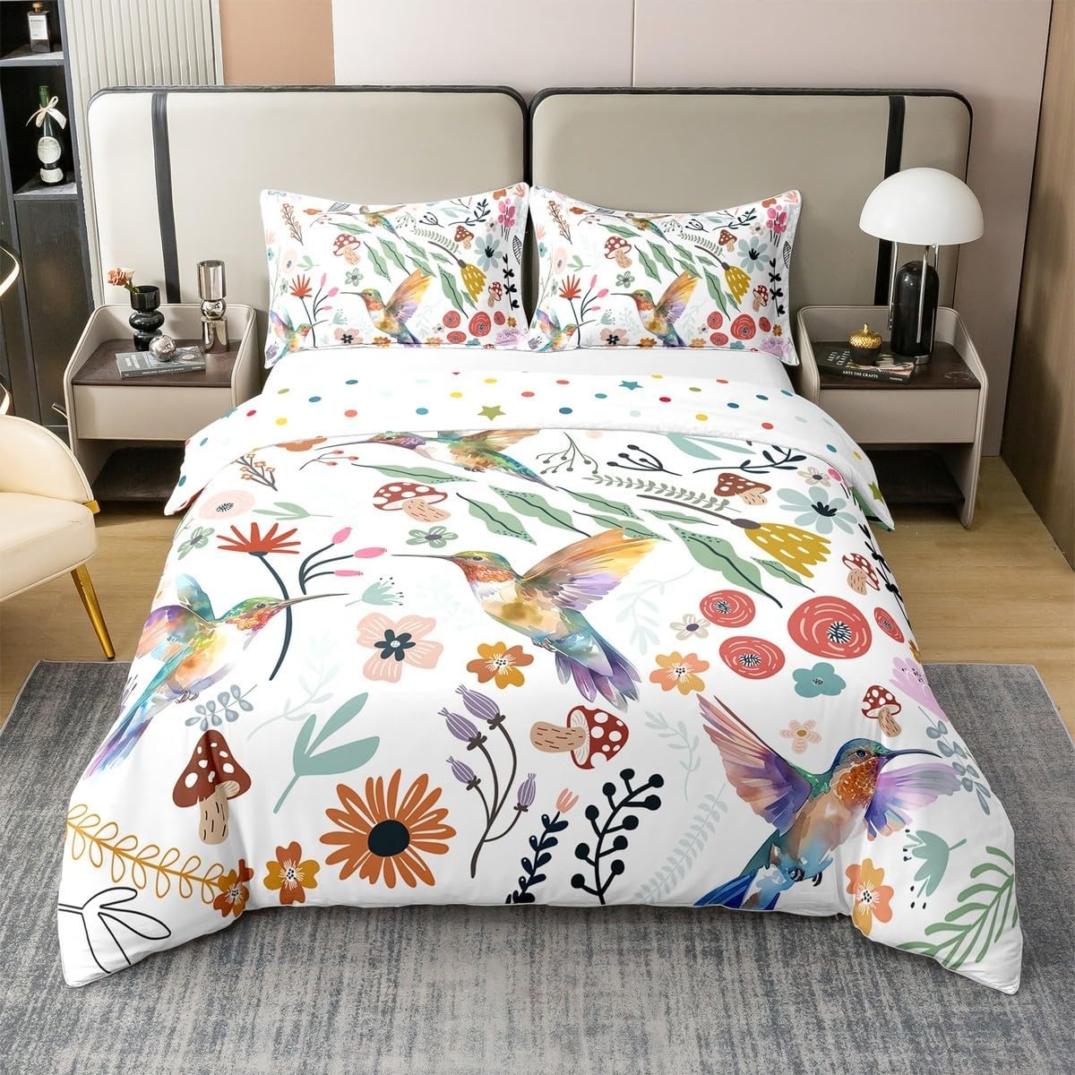 Dekbedovertrekset 100% Katoen Blauw Groen Vogel Bloem 155x220 cm - 56% Korting!