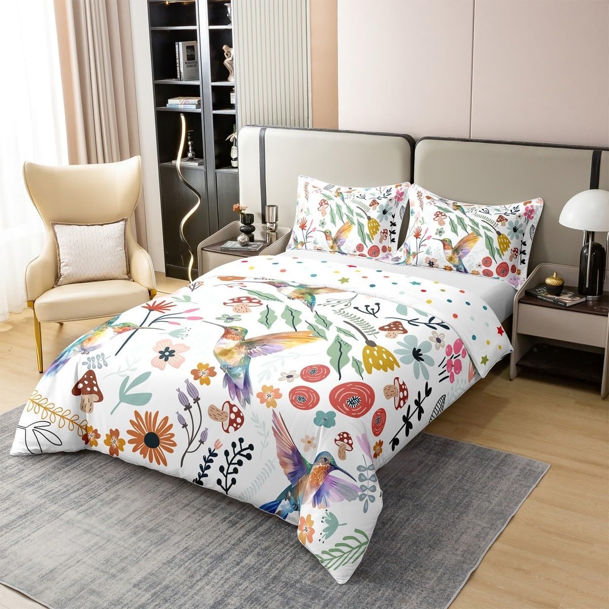 Dekbedovertrekset 100% Katoen Blauw Groen Vogel Bloem 155x220 cm - 56% Korting!