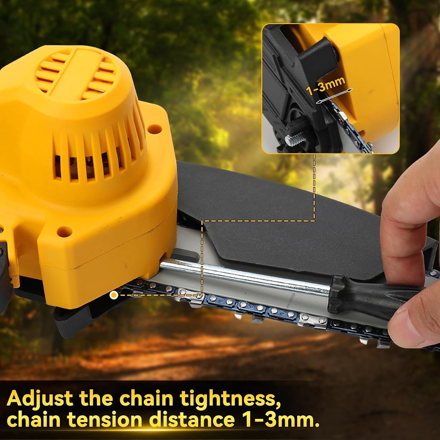 8 inch accu-takkenzaag en mini-kettingzaag, 2-in-1, borstelloze elektrische hoogsnoeier, compatibel met Dewalt 20 V accu (zonder accu) met 2,5 m telescoopstang, reserveketting, handschoenen en