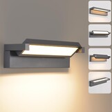 Buitenlamp 36W LED, wandlamp buitenlamp wand, IP65 waterdichte buitenwandlamp 3000K warm wit buitenlamp, wandlamp buiten binnen met 350° zwenkbaar paneel voor tuin terras balkon donkergrijs