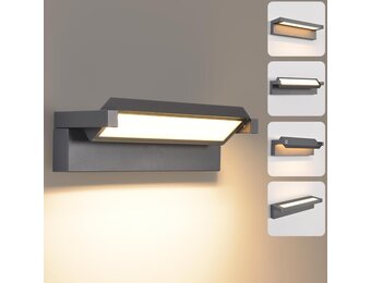 Buitenlamp 36W LED, wandlamp buitenlamp wand, IP65 waterdichte buitenwandlamp 3000K warm wit buitenlamp, wandlamp buiten binnen met 350° zwenkbaar paneel voor tuin terras balkon donkergrijs