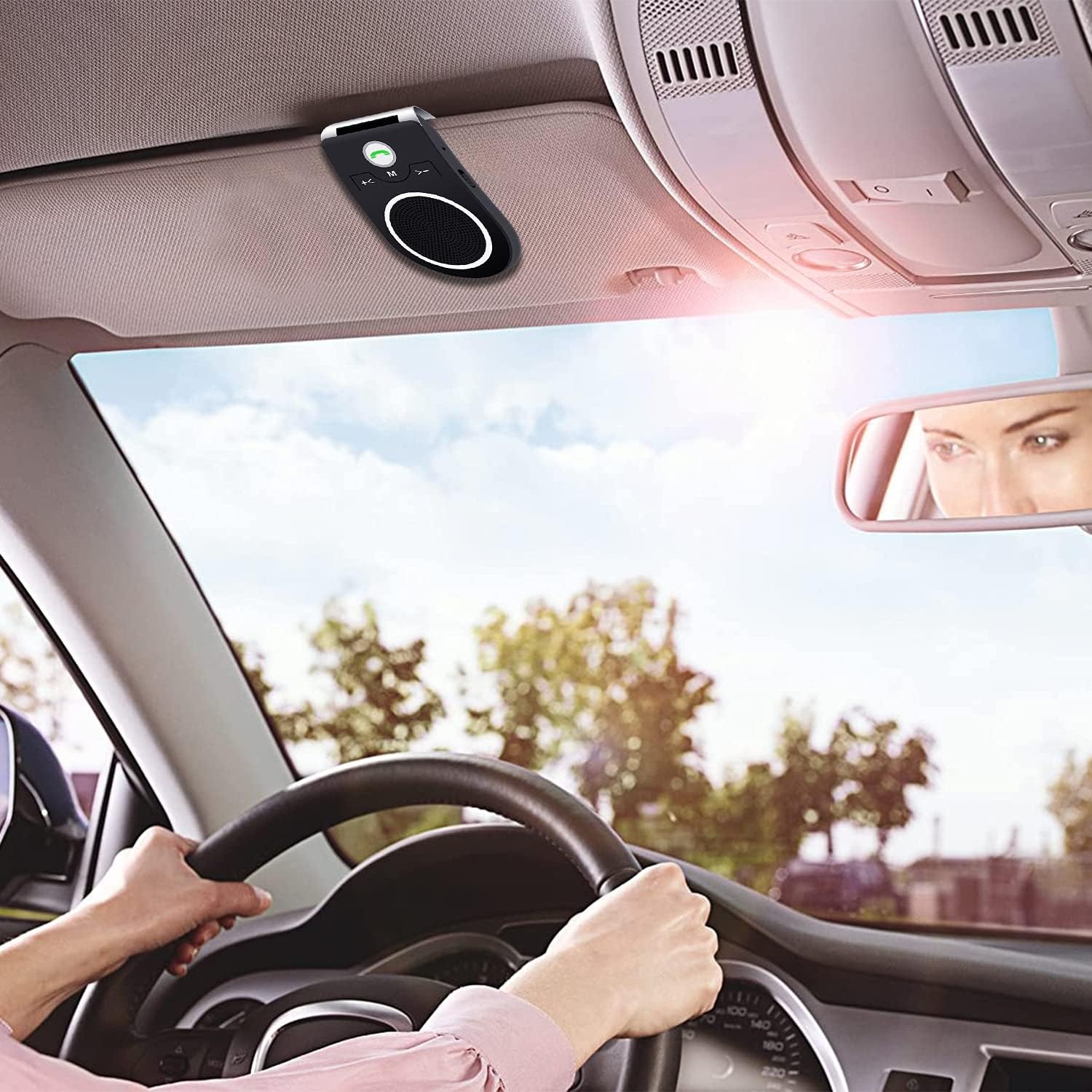 Handsfree Bluetooth Car Kit Luidsprekertelefoon met ruisonderdrukking 5.0 ontvanger en Siri Assistant voor iPhone en iPad - 20 uur praten
