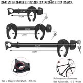 Framehouder voor fietsendrager, 3 stuks, 25 cm + 32 cm + 45 cm lengte, universele fietsframehouder, afsluitbaar, framehouder voor U-beugelbuis: Ø 2,5-3 cm, framediameter van de fiets: Ø 3-6 cm