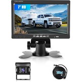 Achteruitrijcamera met 7 inch HD-monitor, achteruitrijcamera ondersteunt IR nachtzicht IP69 waterdicht, achteruitrijcamera voor vrachtwagen, bus, camper en aanhanger, kabel 15 m