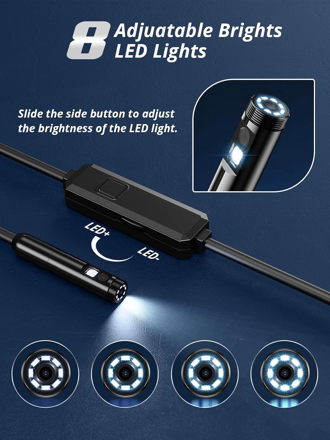 Acoath Endoscoopcamera met licht, 1920 HD buiscamera met 8 leds, IP67 waterdichte inspectiecamera, gadget, 5 m kanaalcamera, gereedschap voor Android en iOS, 2 lenzen