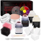 CHASPA Halloween vloeibare latex SFX make-up kit litteken wax + 2 x vloeibare latex + 2 x nepbloed + spatel gereedschap