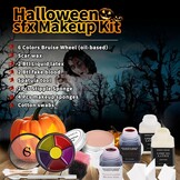 CHASPA Halloween vloeibare latex SFX make-up kit litteken wax + 2 x vloeibare latex + 2 x nepbloed + spatel gereedschap