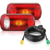 MAMIZO Achterlichtset, aanhanger, achterlicht, 13-polig, aanhangerlicht voor verlichting 12 V, met 6 functies/kabelset 5,5 m x 2/E-goedgekeurd