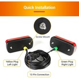 MAMIZO Achterlichtset, aanhanger, achterlicht, 13-polig, aanhangerlicht voor verlichting 12 V, met 6 functies/kabelset 5,5 m x 2/E-goedgekeurd