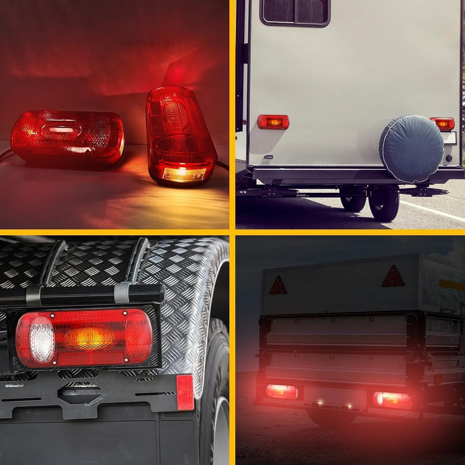MAMIZO Achterlichtset, aanhanger, achterlicht, 13-polig, aanhangerlicht voor verlichting 12 V, met 6 functies/kabelset 5,5 m x 2/E-goedgekeurd