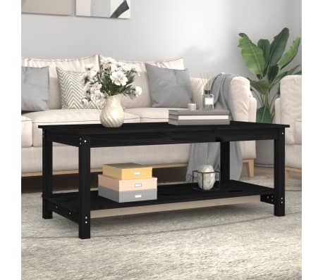vidaXL Salontafel 110x55x45 cm massief grenenhout zwart