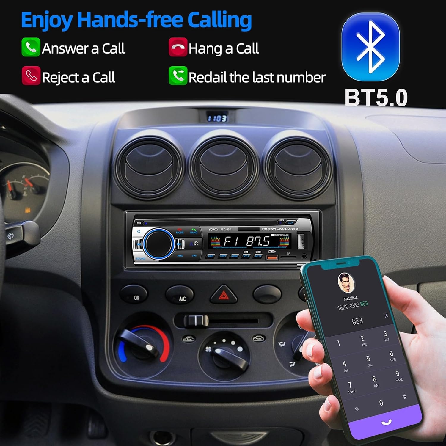 1-DIN Autoradio met Bluetooth 5.0 & 32% Korting
