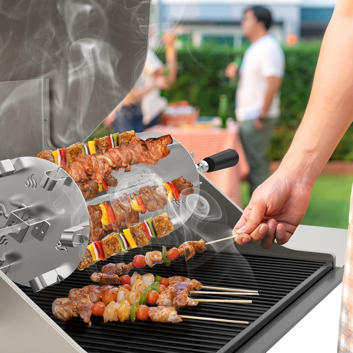Universele Roterende BBQ Spies Set - RVS - 34% Korting