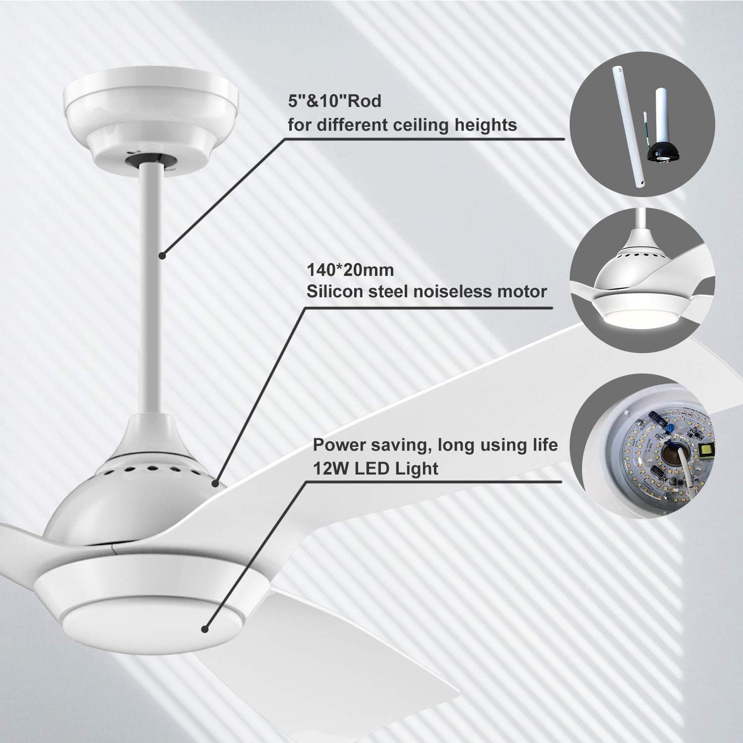132 cm Plafondventilator met LED & WiFi - 35% Korting