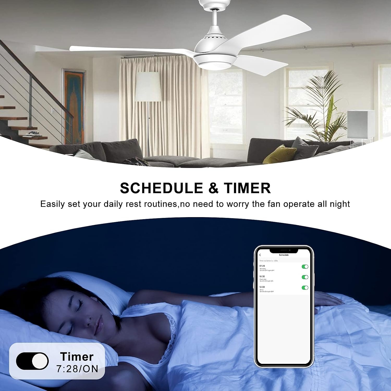 132 cm Plafondventilator met LED & WiFi - 35% Korting