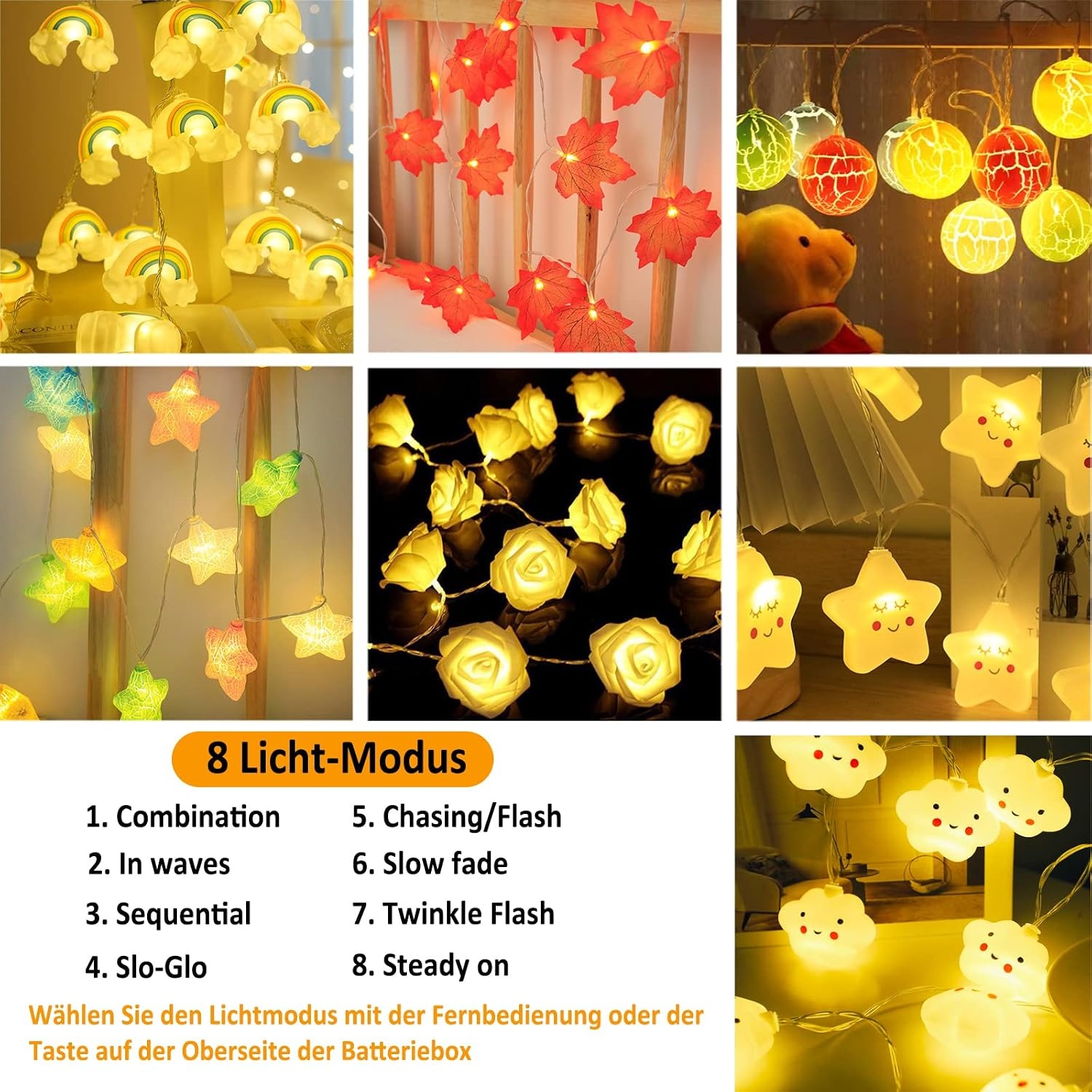 Lichtsnoer Sterren 20 LED Warm Wit 3m Batterij 8 Modi Timer 55% Korting