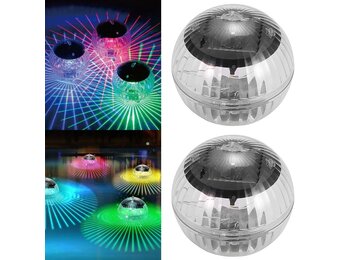 2x Drijvende Zwembadlampen op Zonne-energie - 7 RGB Kleuren
