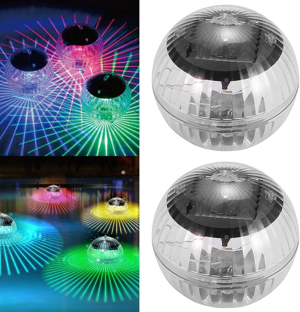 2x Drijvende Zwembadlampen op Zonne-energie - 7 RGB Kleuren