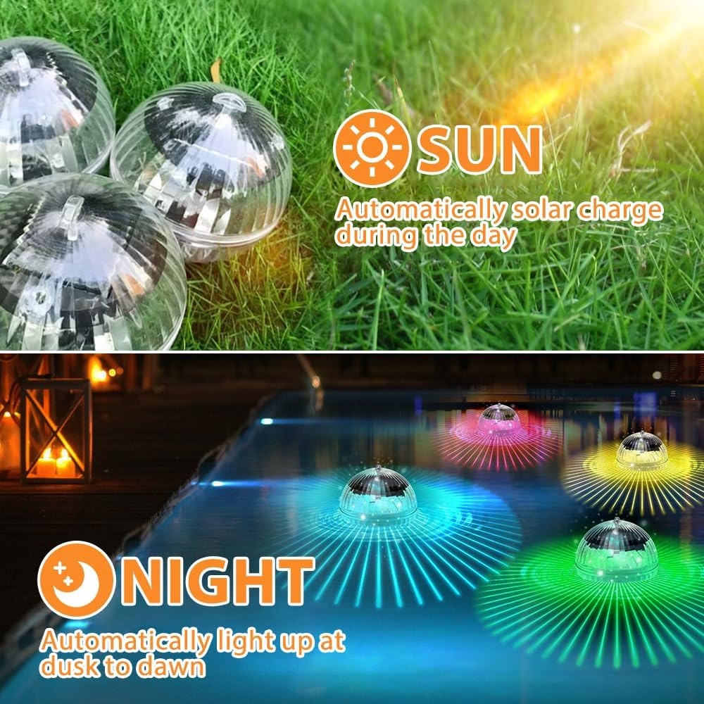 2x Drijvende Zwembadlampen op Zonne-energie - 7 RGB Kleuren