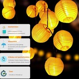 Lichtsnoer Lampionnen Buiten op Zonne-energie, 8m, 30 LED, 8 Modi