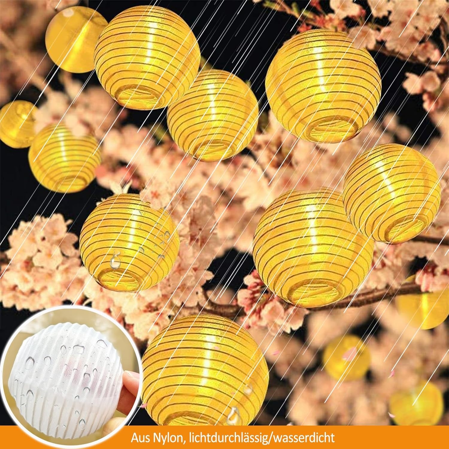 Lichtsnoer Lampionnen Buiten op Zonne-energie, 8m, 30 LED, 8 Modi