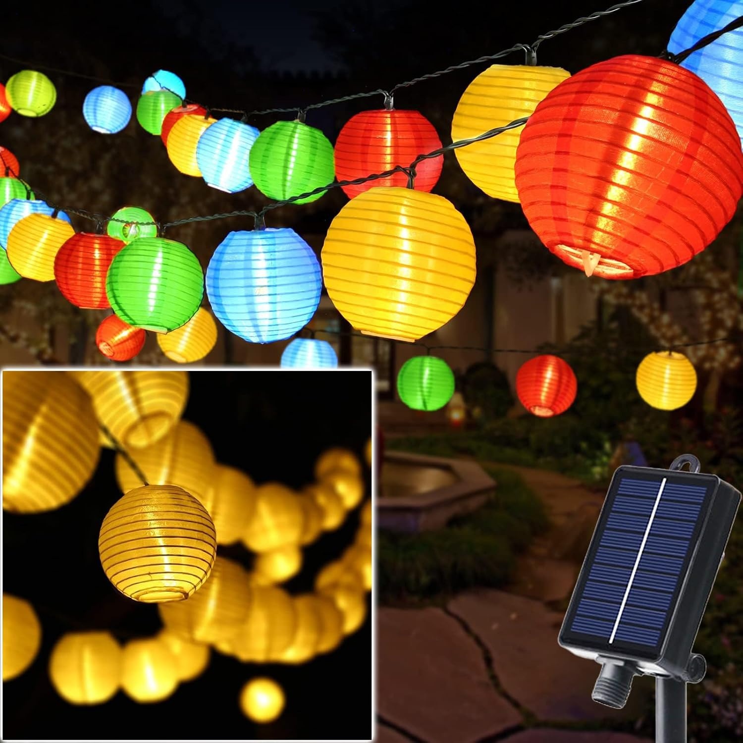 Lichtsnoer Lampionnen Buiten op Zonne-energie, 8m, 30 LED, 8 Modi