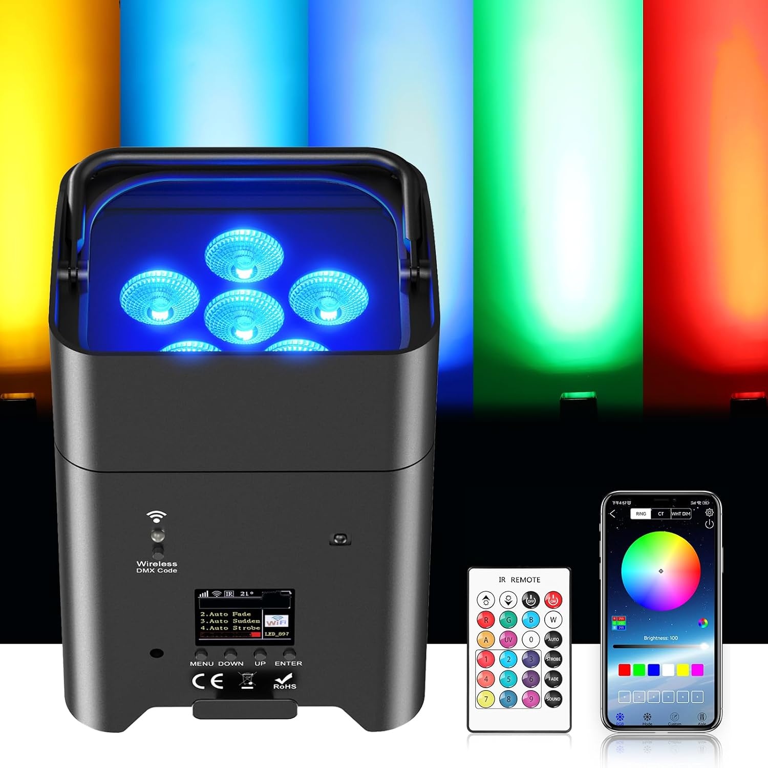 Draadloze LED Par Podiumlicht 108W RGBWA+UV met APP Controle (41% Korting)