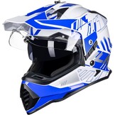 Dual Sport Adventure Motorhelm Blauw/Wit - 34% Korting - Maat S