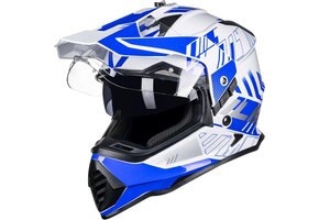 Dual Sport Adventure Motorhelm Blauw/Wit - 34% Korting - Maat S
