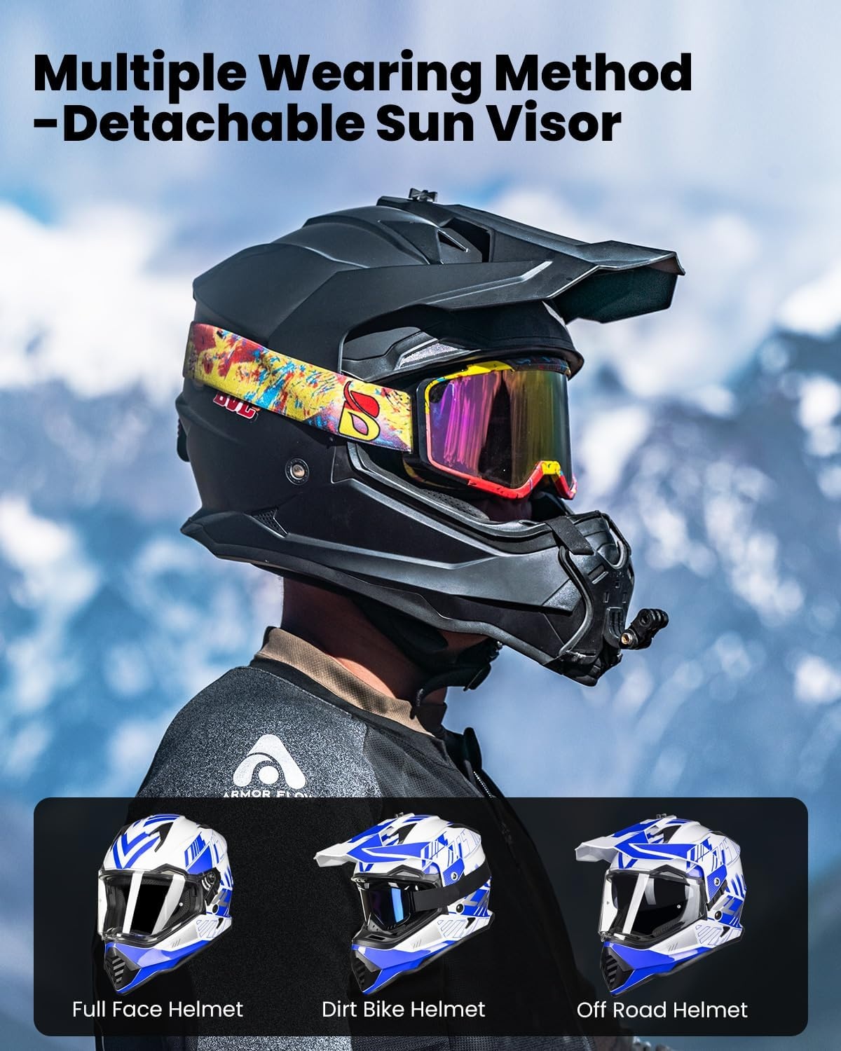 Dual Sport Adventure Motorhelm Blauw/Wit - 34% Korting - Maat S