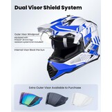 Dual Sport Adventure Motorhelm Blauw/Wit - 34% Korting - Maat S