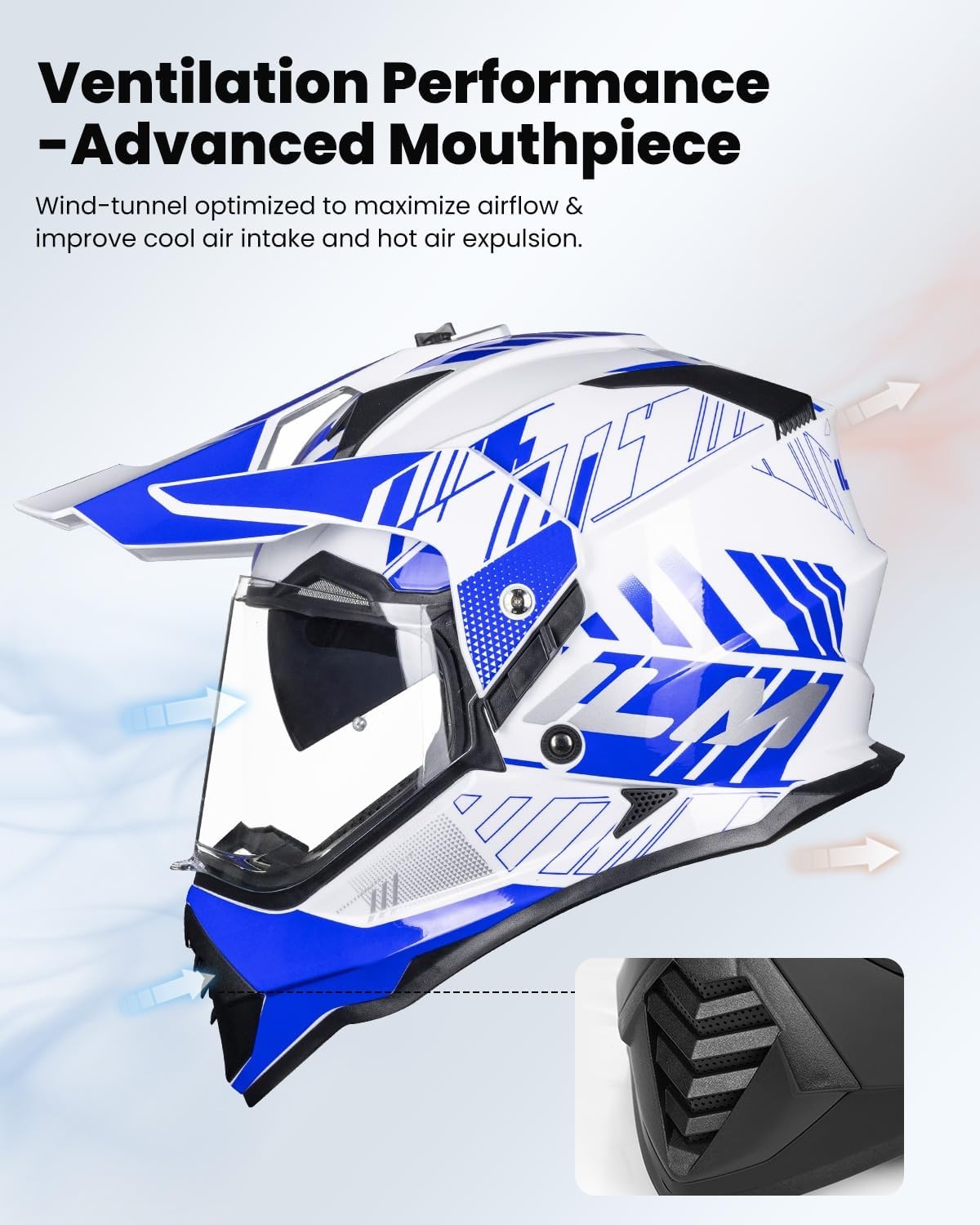 Dual Sport Adventure Motorhelm Blauw/Wit - 34% Korting - Maat S