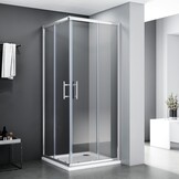 Hoekdouchecabine 76x76 cm met Dubbele Schuifdeur - Echt Glas | 35% Korting