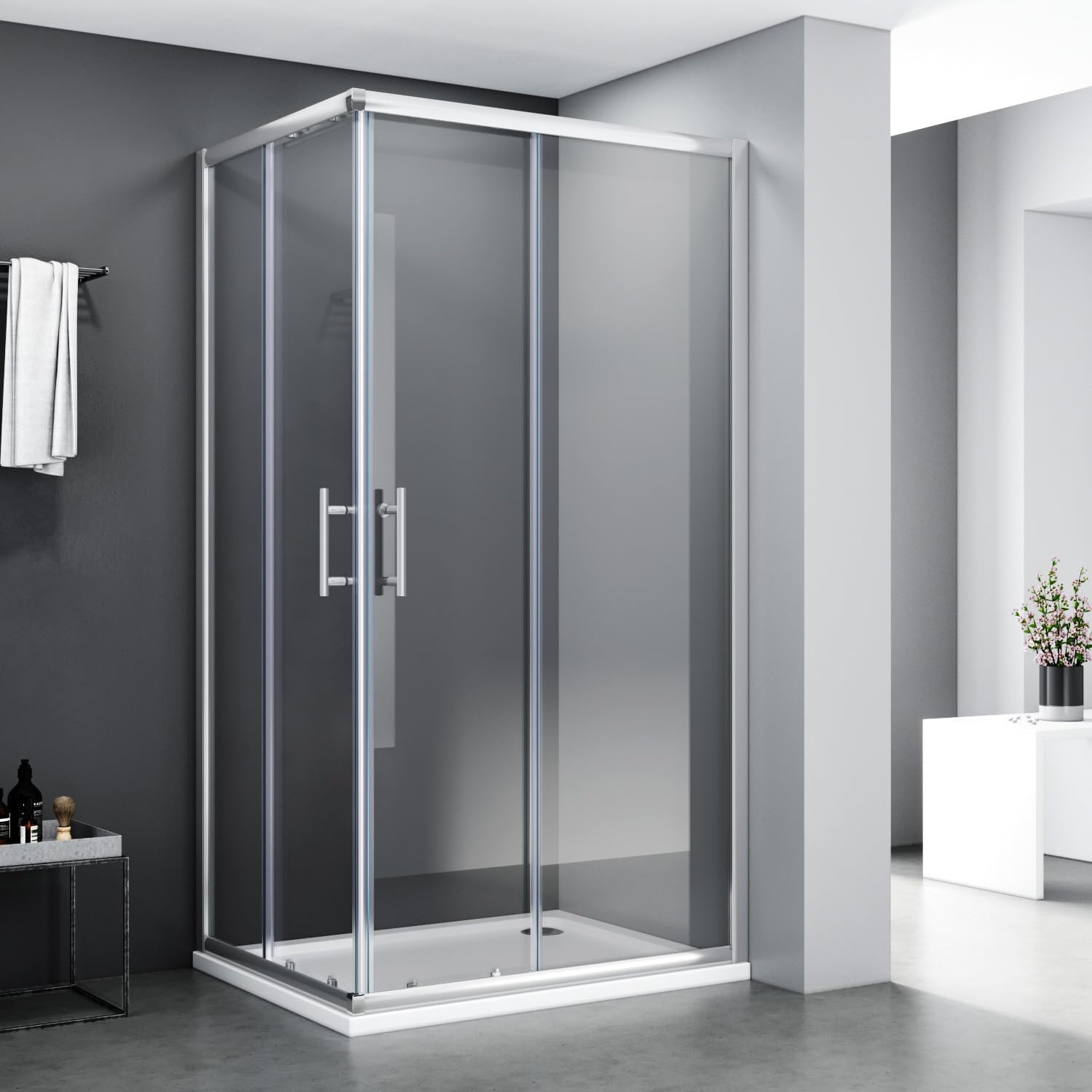 Hoekdouchecabine 76x76 cm met Dubbele Schuifdeur - Echt Glas | 35% Korting
