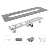 Douchegoot RVS 110cm Extra Plat met Sifon & Haarzeef