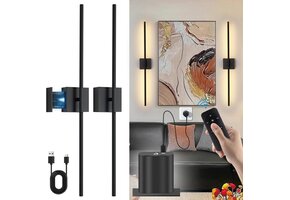 2x USB LED Wandlamp Zwart - Dimbaar & Draaibaar - 29% Korting