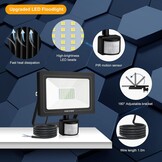 LED Breedstraler Buiten 35W | 3000 Lumen | IP66 | Met Bewegingsmelder | Zwart | 28% Korting