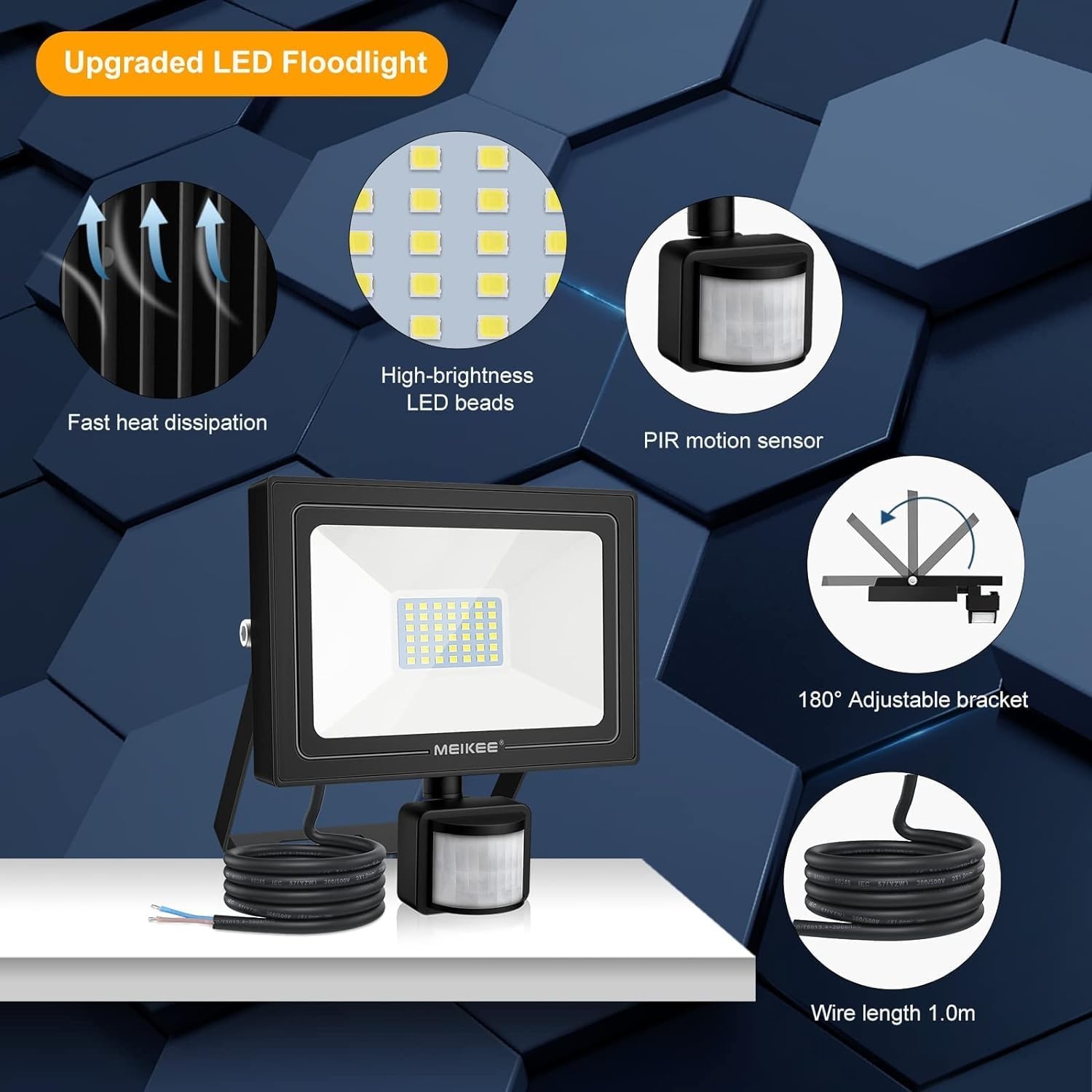 LED Breedstraler Buiten 35W | 3000 Lumen | IP66 | Met Bewegingsmelder | Zwart | 28% Korting