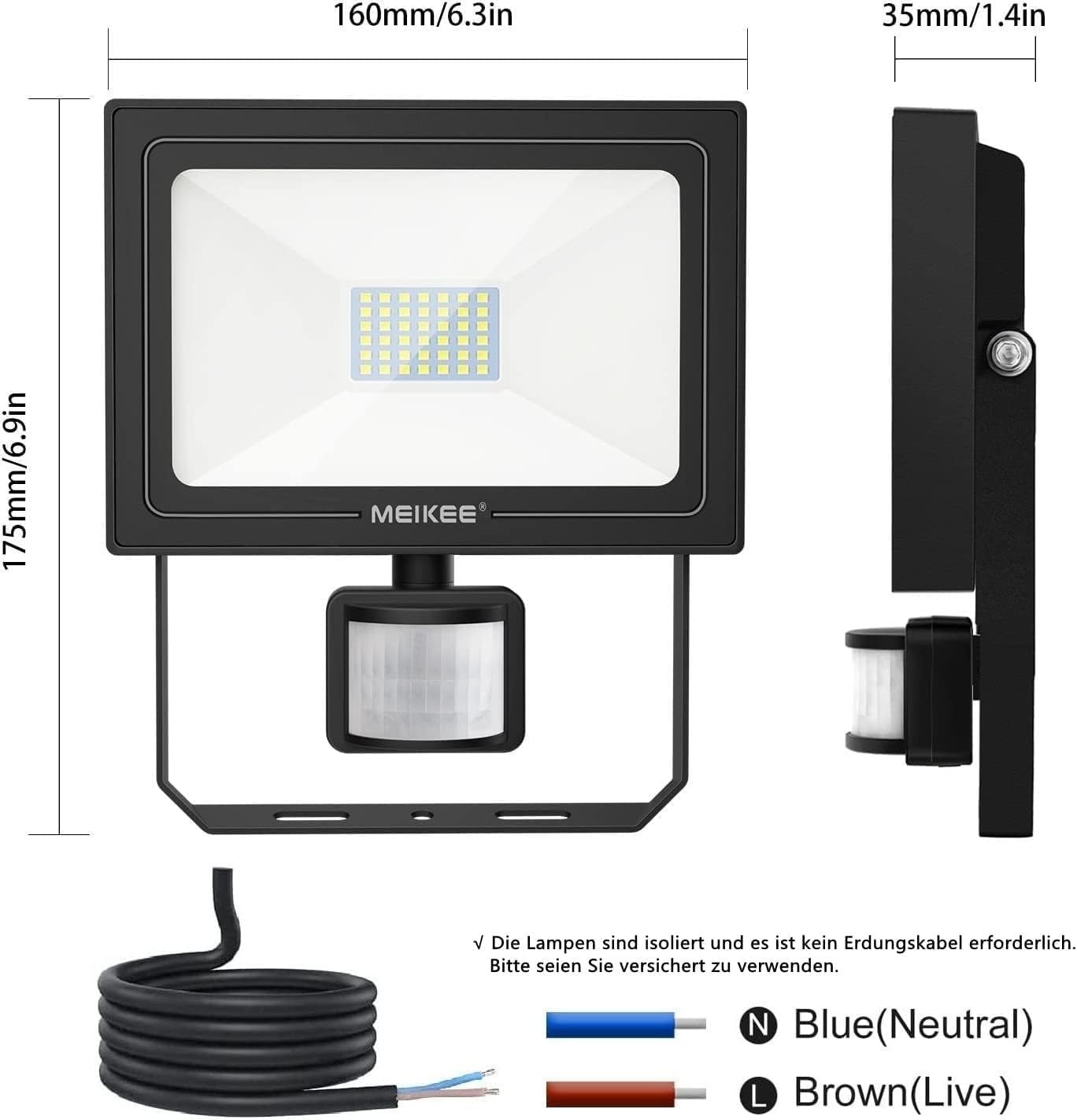 LED Breedstraler Buiten 35W | 3000 Lumen | IP66 | Met Bewegingsmelder | Zwart | 28% Korting