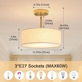 Gouden Kroonluchter Plafondlamp met Witte Stoffen Kappen - 61% Korting