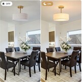 Gouden Kroonluchter Plafondlamp met Witte Stoffen Kappen - 61% Korting