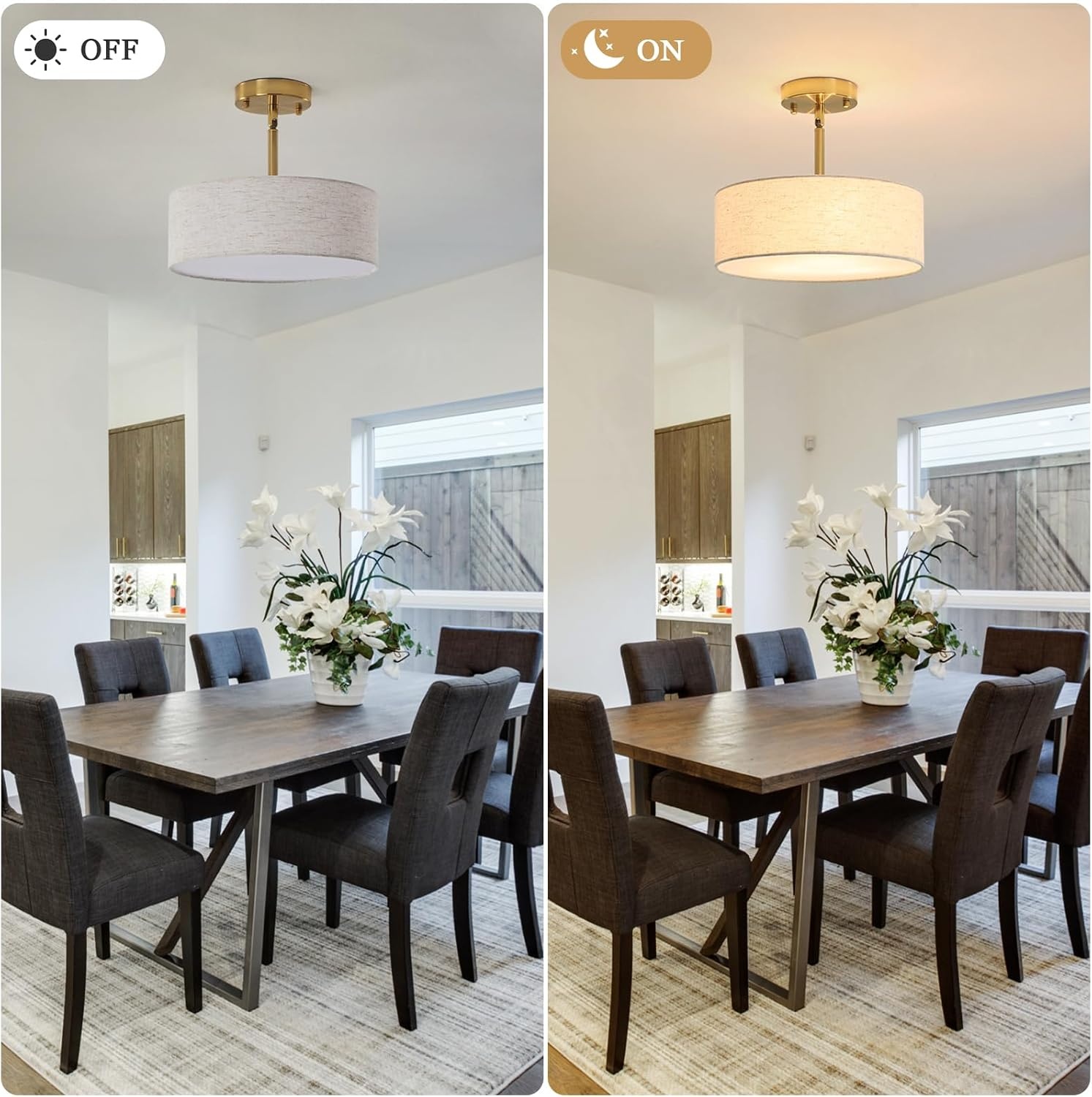 Gouden Kroonluchter Plafondlamp met Witte Stoffen Kappen - 61% Korting