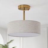 Gouden Kroonluchter Plafondlamp met Witte Stoffen Kappen - 61% Korting